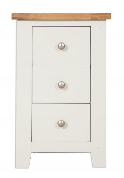 Perpignan Ivory Painted Natural Oak 3 Drawer Bedside Cabinet