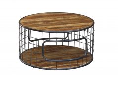 Industrial Style Solid Light Mango Wood Large Coffee Table