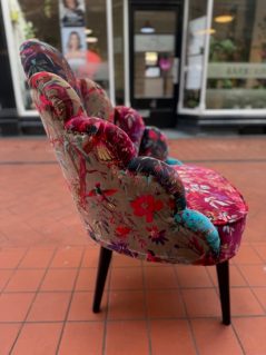 side profile of the cotton velvet chair