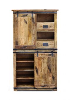 Solid Rustic Mango Wood Double Display Unit