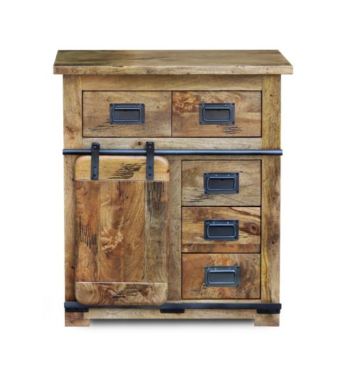 Rustic Solid Mango Wood Hall Cabinet