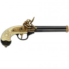 Brass & Ivory Three Barrel Flintlock Replica Pistol (1680)
