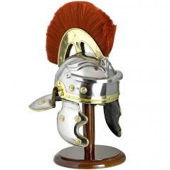 Full Sized Roman Helmet On Wooden Stand