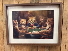 Cats Poke Night Framed Print