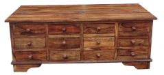 Sheesham Wood Half Trunk Coffee Table 12 drawers