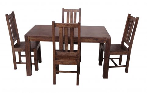 118 cm Small Dark Mango Wood 4 Seater Dining Table