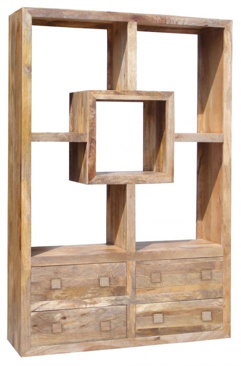 Light mango wood Bookcase with Four Drawers Light mango wood Bookcase with Four Drawers