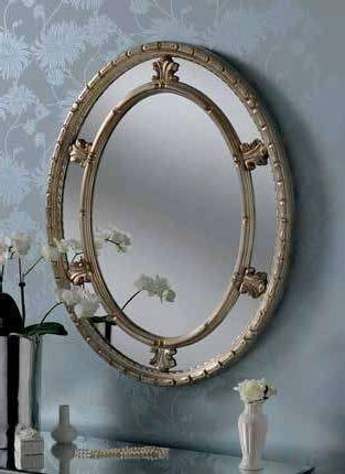 oval silver ornate gilt mirror