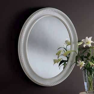 oval white ornate gilt mirror