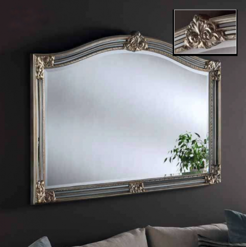 Overmantles - Art 254 silver grey mirror silver grey overmantle mirror uk'