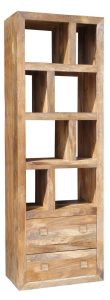 Light mango wood Bookcase with Two Drawers