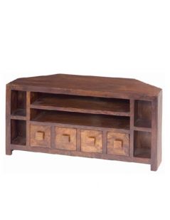Dark Mango Wood 4 Drawer TV and Media Unit