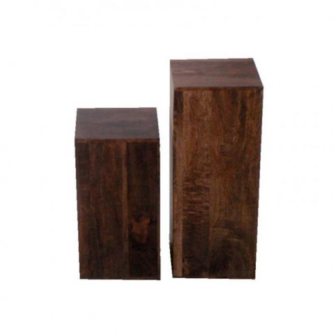 dark mango wood set of 2 block tables side tables