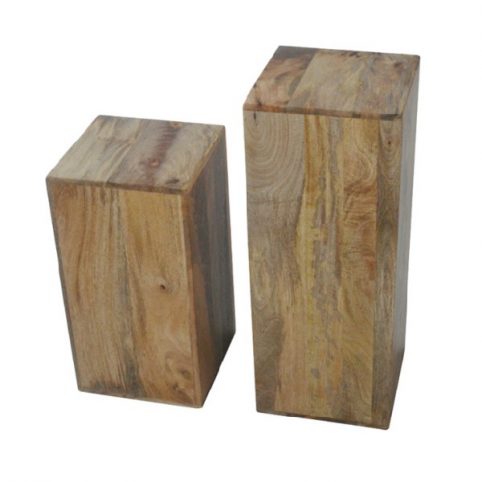 light mango wood set of 2 block tables