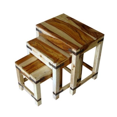 sheesham wood nest of 3 tables