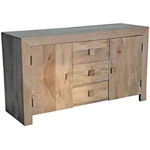 Light mango wood Sideboard with 3 Drawers