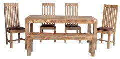 light mango wood dining table and chairs