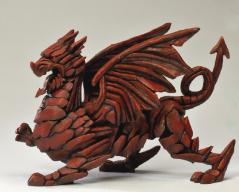 Hand Painted Contemporary Red Dragon Sculpture made in UK