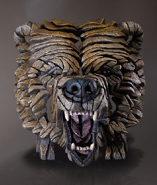 Hand painted Contemporary Grizzly Bear Bust Sculpture