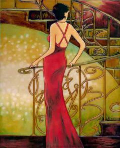 Lady by the Staircase glass tile