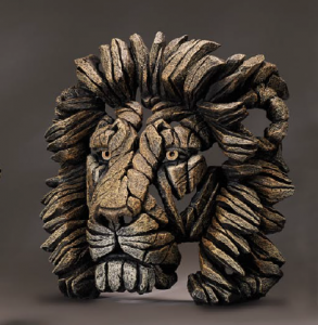 Lion bust sculpture