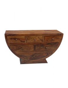 sheesham wood half moon shaped chest of drawers