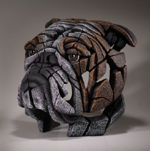 Bulldog bust sculpture