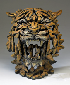 Hand Painted Moden Bengal Tiger Bust Sculpture made in UK