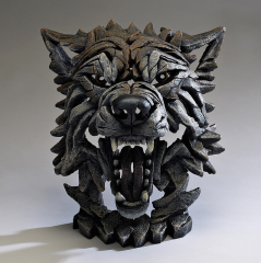 Hand Painted Contemporary Wolf bust sculpture from the UK