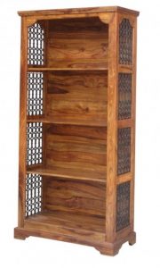 large colonial style sheesham wood 4 shelf wood bookcase