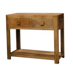 light mango wood console table with two drawers_2