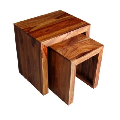 sheesham wood nest of 2 tables