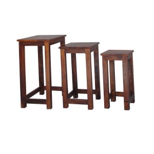 sheesham wood nest of 3 tables stools