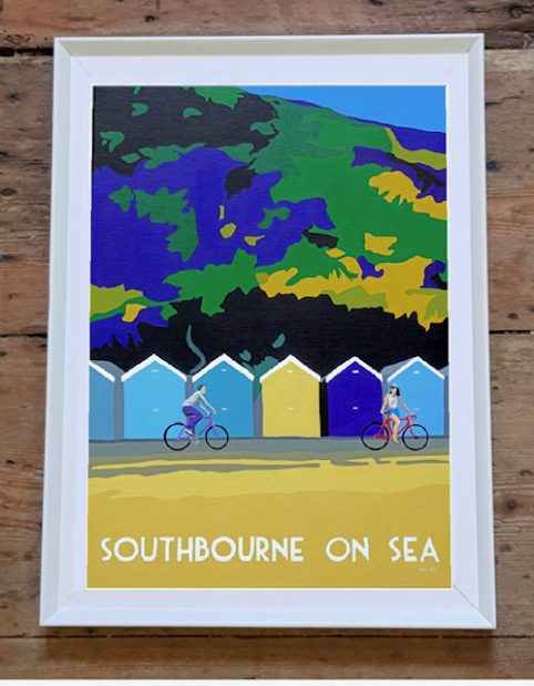 Vintage style Southbourne on sea framed print