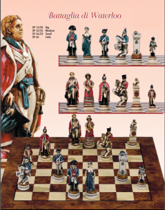 handmade Italian Nigri Scacchi chess set - battle of Waterloo