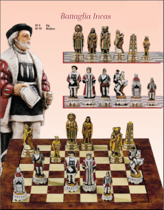 handmade Italian Nigri Scacchi chess set - battle of Incas