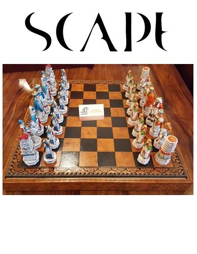 handmade Italian Nigri Scacchi chess set - battle of Chinese vs Mongolia