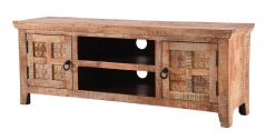 Handcarved Indian Rustic Painted Wooden Furniture Range (Kerala range) 2 Doors TV and Media Stand