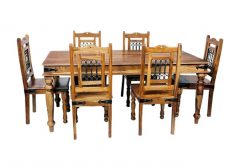 sheesham wood colonial style dining table with 6 chairs