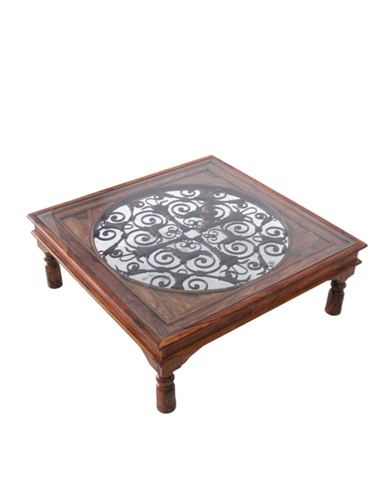 sheesham wood coffee table with pattern