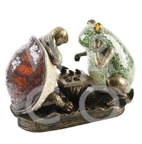 crackled glass tortoise and frog lamp