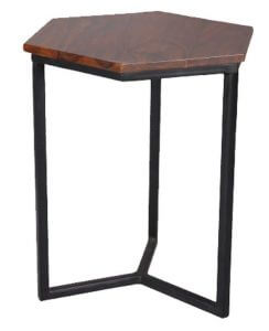 New furniture designs arriving in stock! 7 Indian sheesham wood hexagonal shape lamp table with metal base