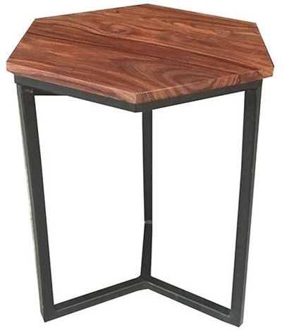 Industrial Style Indian Sheesham Wood Hexagonal Lamp Table Industrial Style Indian Sheesham Wood Hexagonal Lamp Table