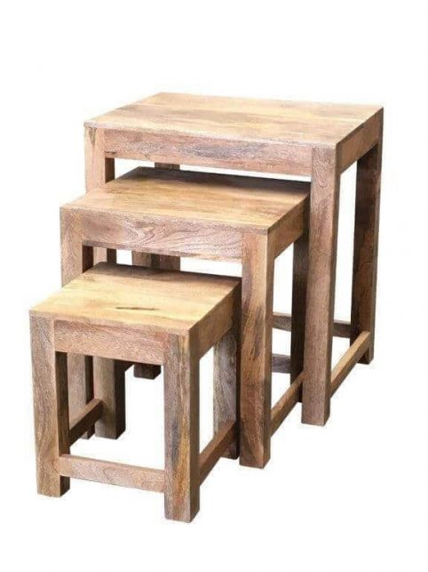 Indian Dakota light mango wood nest of 3 tables Indian Dakota light mango wood nest of 3 tables