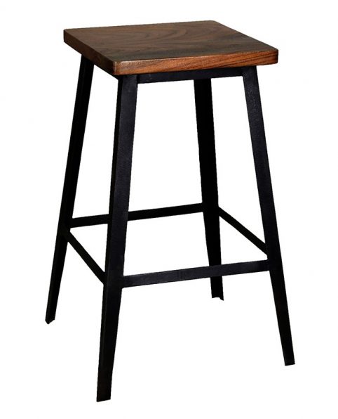 industrial style sheesham wood square shape bar stool