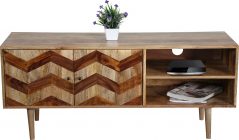 Zigzag themed TV cabinet in light mango wood with wooden legs (2) Zigzag themed TV cabinet in light mango wood with wooden legs (2)