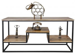 contemporary industrial theme console table with rustic charm