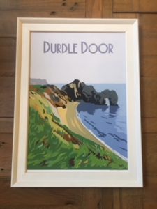 Vintage style framed Durdle door print
