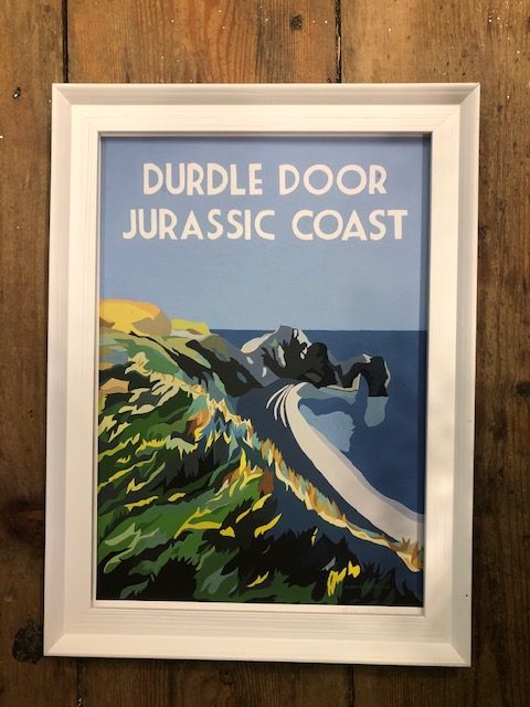 vintage style framed print of Durdle door Jurassic coast