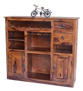 Sheesham Wood drinks cabinet with 2 drawers and 2 doors